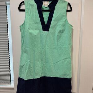 Sail to Sable (STS)  Mint Green with Navy trim cotton dress Size L